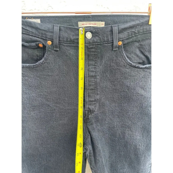 Levis Womens Ribcage Womens Cut Off Bottom Crop Flare Jeans Black Sz 31 - Picture 8 of 16